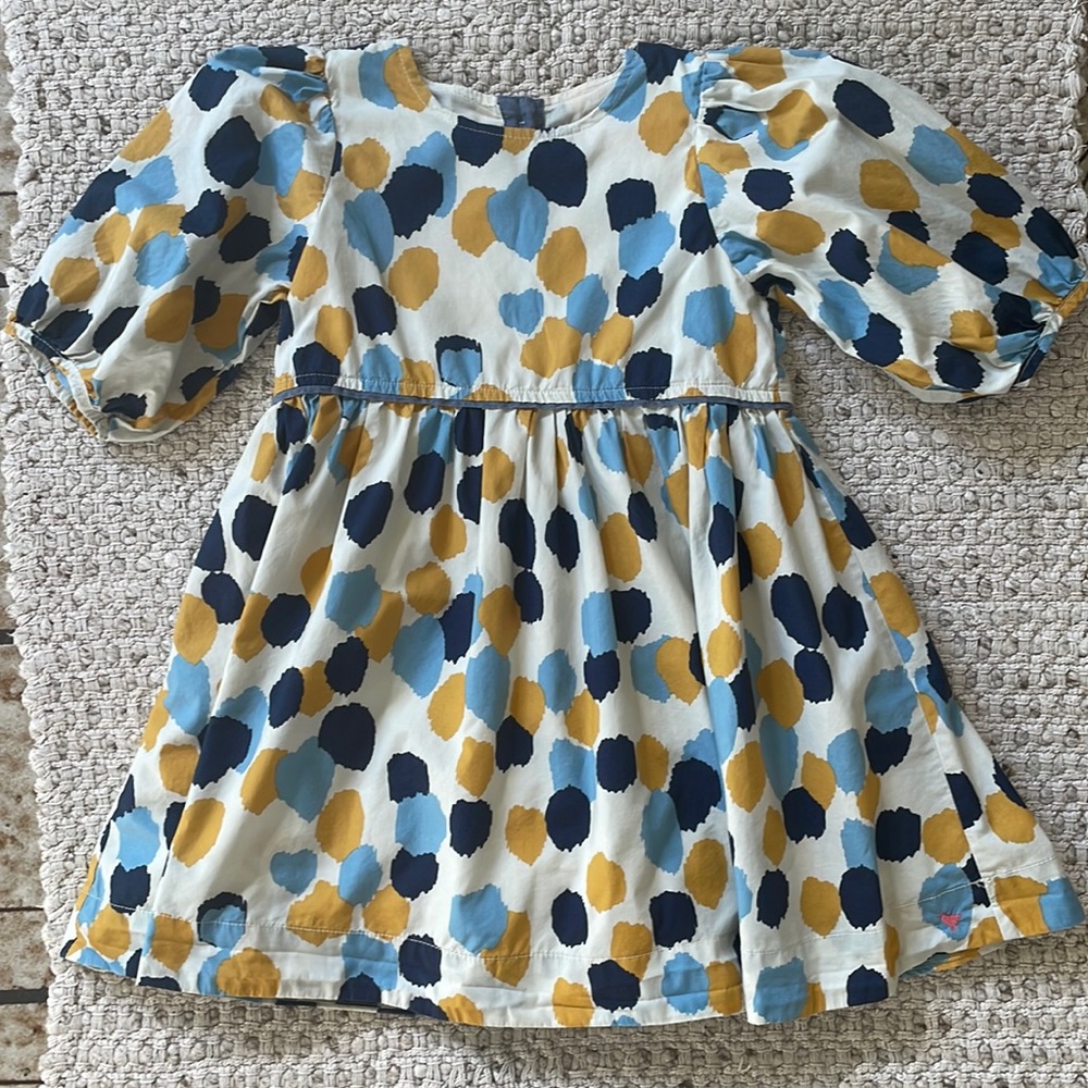 PINK CHICKEN bohemian paint print with chambray trim dress